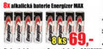 8x alkalická baterie Energizer MAX