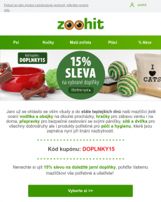 Zoohit.cz - 15 % SLEVA na sezónní doplňky