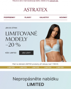Astratex - Do zítra! 20% sleva na tisíce modelů s označením LIMITED.