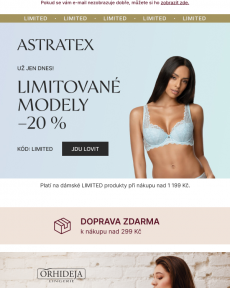 Astratex - Dnes −20 % na modely, které se už v nabídce neobjeví.
