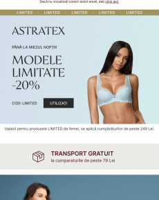 Astratex -  Ultimele ore cu 20% reducere la modelele LIMITED.
