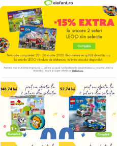 Elefant - EXTRA -15% și -20%  pentru LEGO și BrainBox