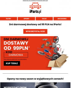 iParts.pl -  Dni darmowej dostawy od 99 PLN na części samochodowe w iParts