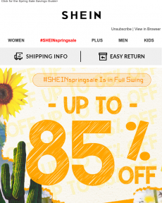 SHEIN - UP TO 85% OFF! Enjoy major savings during the Spring Sale