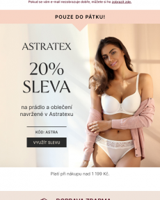 Astratex - 20% sleva na prádlo navržené v Astratexu.