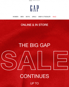 GAP - Sale continues: Save up to 50% off in our Sale
