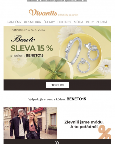 Vivantis - Sleva 15 % na šperky BENETO  To si nechcete nechat ujít