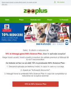 Zooplus -10% la Hill's Science Plan în aplicația zooplus!