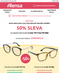 Alensa - SLEVA 50 % na vybrané dioptrické brýle Crullé