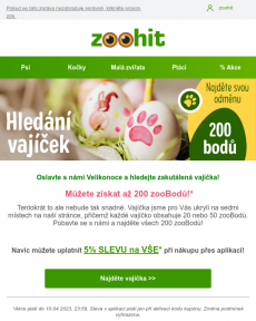 Zoohit.cz -  Až 200 zooBodů zdarma! Hledejte velikonoční vajíčka!