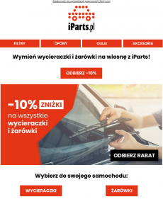 iParts.pl -  -10% na wycieraczki i żarówki samochodowe w iParts
