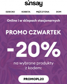 Sinsay -  Promo Czwartek -20%