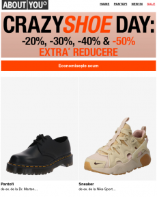ABOUT YOU - Crazy Shoe Day: doar azi cu până la -50%