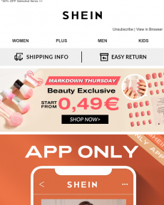 SHEIN - Markdown Thursday - Beauty Exclusive Start from 0,49€
