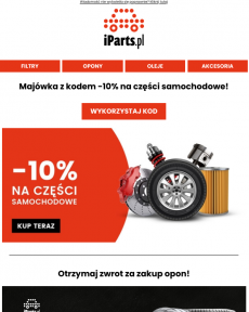 iParts.pl - Majówka w iParts z kodem -10% na części samochodowe ️