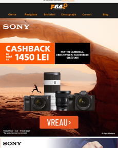 F64 -  Alege un aparat foto Sony cu până la 2000 lei reducere!