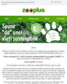 Zooplus -  Plasă ecologică zooplus GRATIS la comenzi ≥ 199 lei