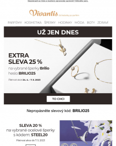 Vivantis - Už jen DNES >> Extra sleva 20 % na vybrané šperky BRILIO