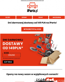 iParts.pl -  Dni darmowej dostawy od 149 PLN na części samochodowe w iParts