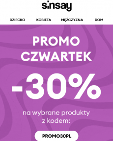 Sinsay -  Promo Czwartek -30%