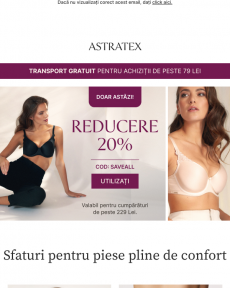 Astratex - Pentru ultima oară astăzi! 20% reducere și transport gratuit.