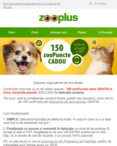 Zooplus -  150 zooPuncte gratis în Aplicație!