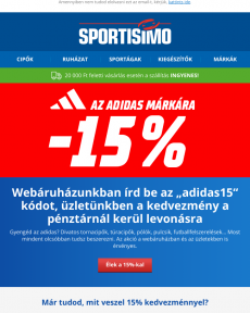 Sportisimo -15% az adidasra! KÓD: adidas15
