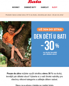 Baťa - Poslední šance nakoupit dětské boty o 30 % levněji! | Už jen do zítra
