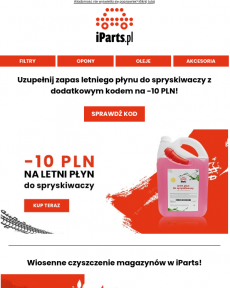 iParts.pl - Odbierz -10 PLN na letni płyn do spryskiwaczy w iParts!