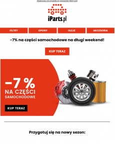 iParts.pl - Długi weekend z kodem -7% na części samochodowe w iParts