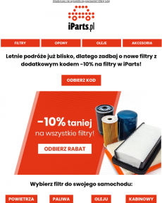 iParts.pl - Wymień filtry na letnie podróże z dodatkowym kodem w iParts