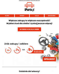 iParts.pl - Do -9% na części samochodowe w iParts