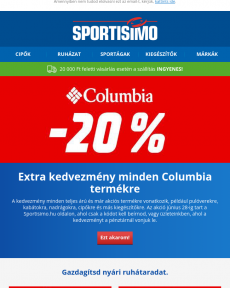 Sportisimo -20% mindenre a Columbiától! KÓD: columbia20