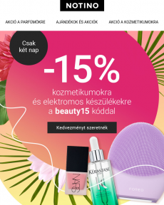 Notino - Exkluzív ajánlat: 15% kedvezmény a kozmetikumokra!