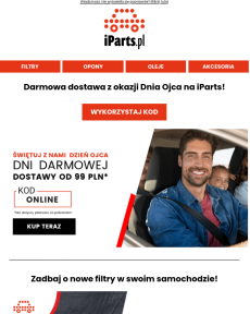 iParts.pl - Dni darmowej dostawy od 99 PLN na części samochodowe w iParts
