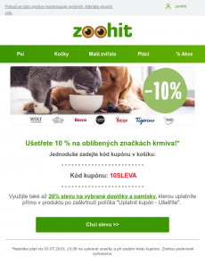 Zoohit.cz - 10 % SLEVA na oblíbené značky