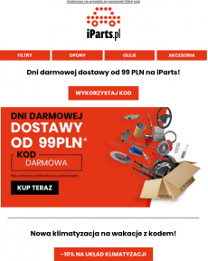 iParts.pl - Kod na darmową dostawę od 99 PLN w iParts
