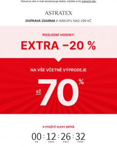 Astratex - Extra 20% sleva na vše až 70% slevy výprodeje