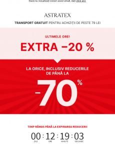Astratex - Extra 20% reducere la tot până la 70% reducere