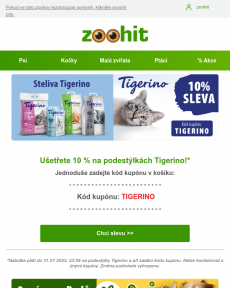 Zoohit.cz - 10 % SLEVA na Tigerino
