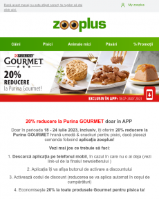 Zooplus -20% la Gourmet în APP