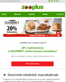 Zooplus - 20% a GOURMET teljes választékára!