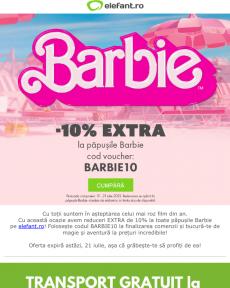 Elefant - Welcome to Barbie world! Ai -10% extra la păpușile din selecție