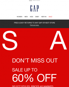 GAP - Up to 60% off. Items from just £5!