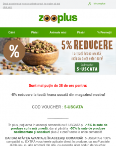 Zooplus - Expiră: -5% la toată hrana uscată! Inclusiv diete veterinare.