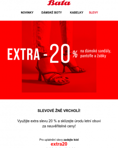 Baťa - Extra sleva 20 % na sandály, pantofle a žabky