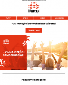 iParts.pl - Odbierz kod -7% na części samochodowe w iParts