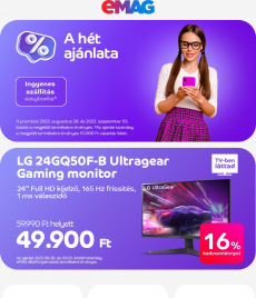 eMAG.hu - Pazar ajánlatok várnak! -16% kedvezmény LG Ultragear Gaming monitorra!