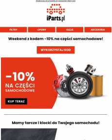 iParts.pl - Weekend z kodem -10% na części samochodowe ️