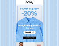 Sinsay - 20% na wybrane produkty dla niej